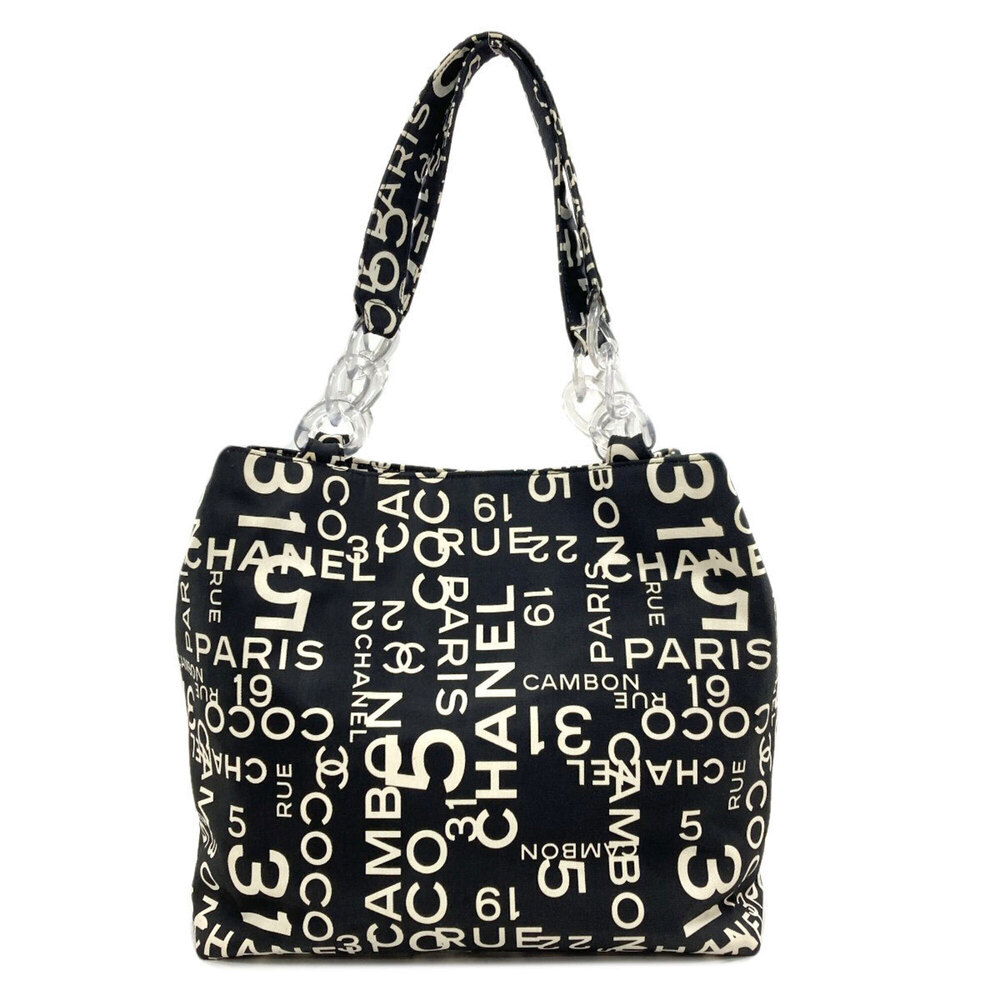 CHANEL Black Canvas Tote Bag